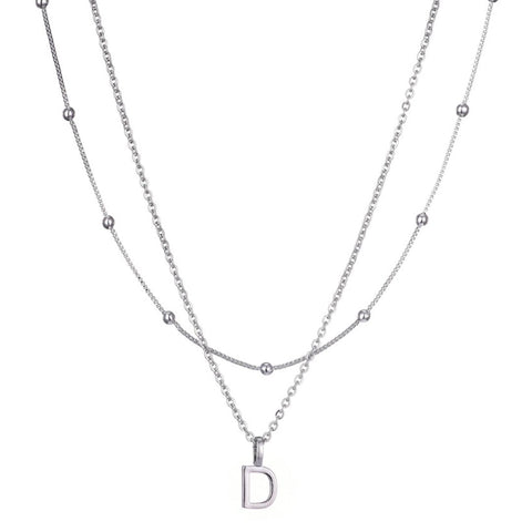 Silver Plated Layered Initial Necklace