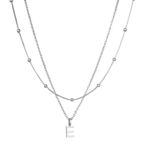Silver Plated Layered Initial Necklace