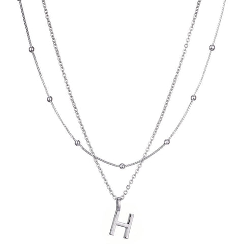 Silver Plated Layered Initial Necklace