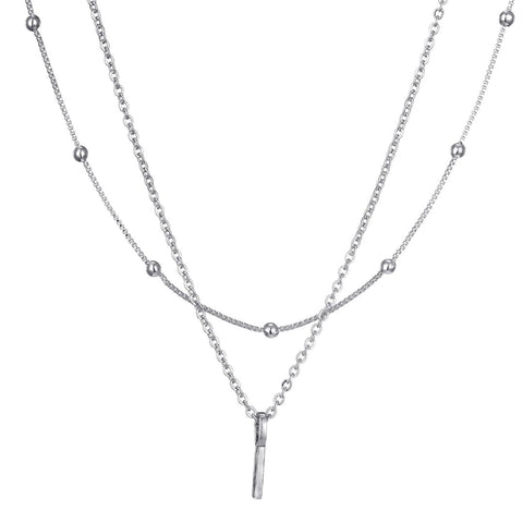Silver Plated Layered Initial Necklace