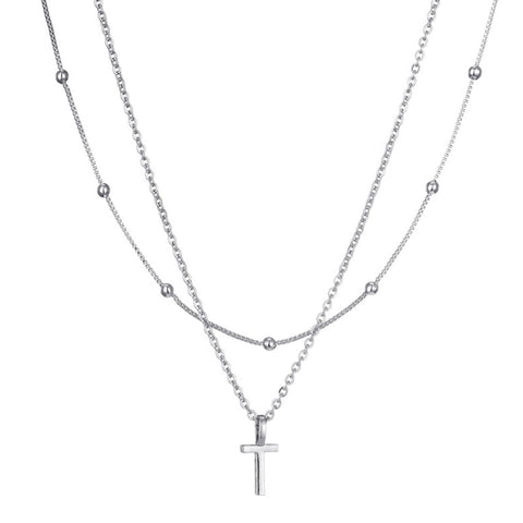 Silver Plated Layered Initial Necklace