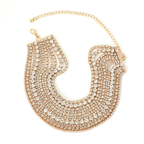 Gold Plated Multi Strand Crystal Adjustable Collar