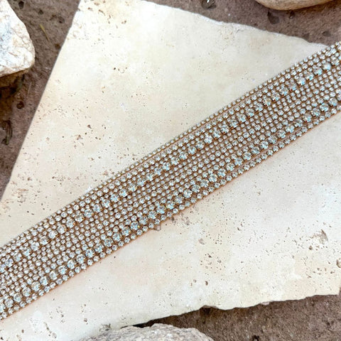 Gold Plated Multi Strand Crystal Adjustable Collar