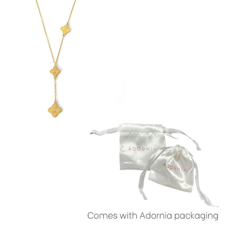Tarnish Resistant 18k Gold Plated Pointed 3-Clover Y-Necklace