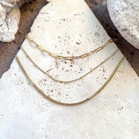 Tarnish Resistant 18k Gold Plated Set of 3-Chain Necklaces