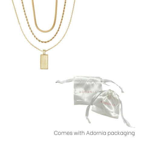 Tarnish Resistant 18k Gold Plated Dog Tag 3-Piece Necklace Set