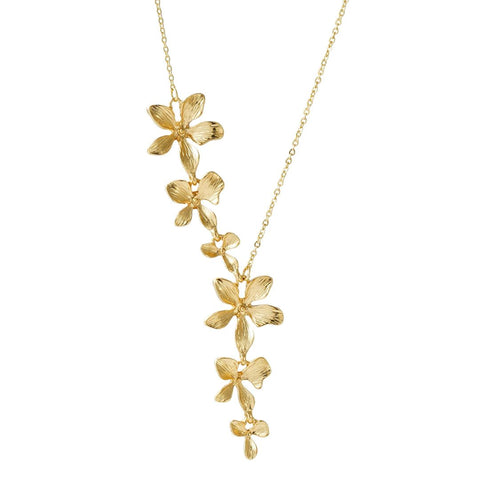 Gold Plated Petals Drop Necklace