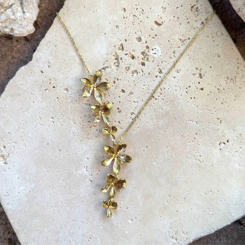 Gold Plated Petals Drop Necklace