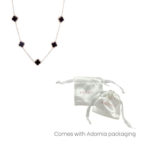 14k Rose Gold Plated Black Flower Station Necklace