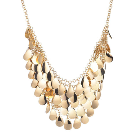 Gold Plated Droplet Bib Necklace
