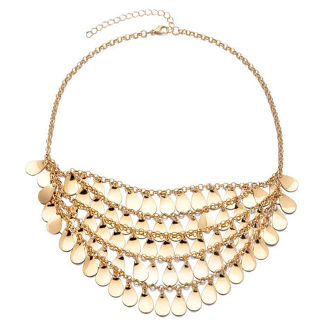 Gold Plated Droplet Bib Necklace