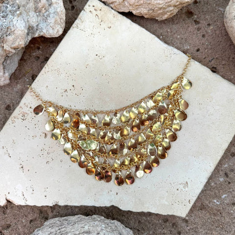 Gold Plated Droplet Bib Necklace