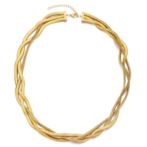 Tarnish Resistant 18k Gold Plated Braided Chain Necklace