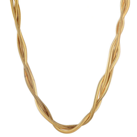 Tarnish Resistant 18k Gold Plated Braided Chain Necklace