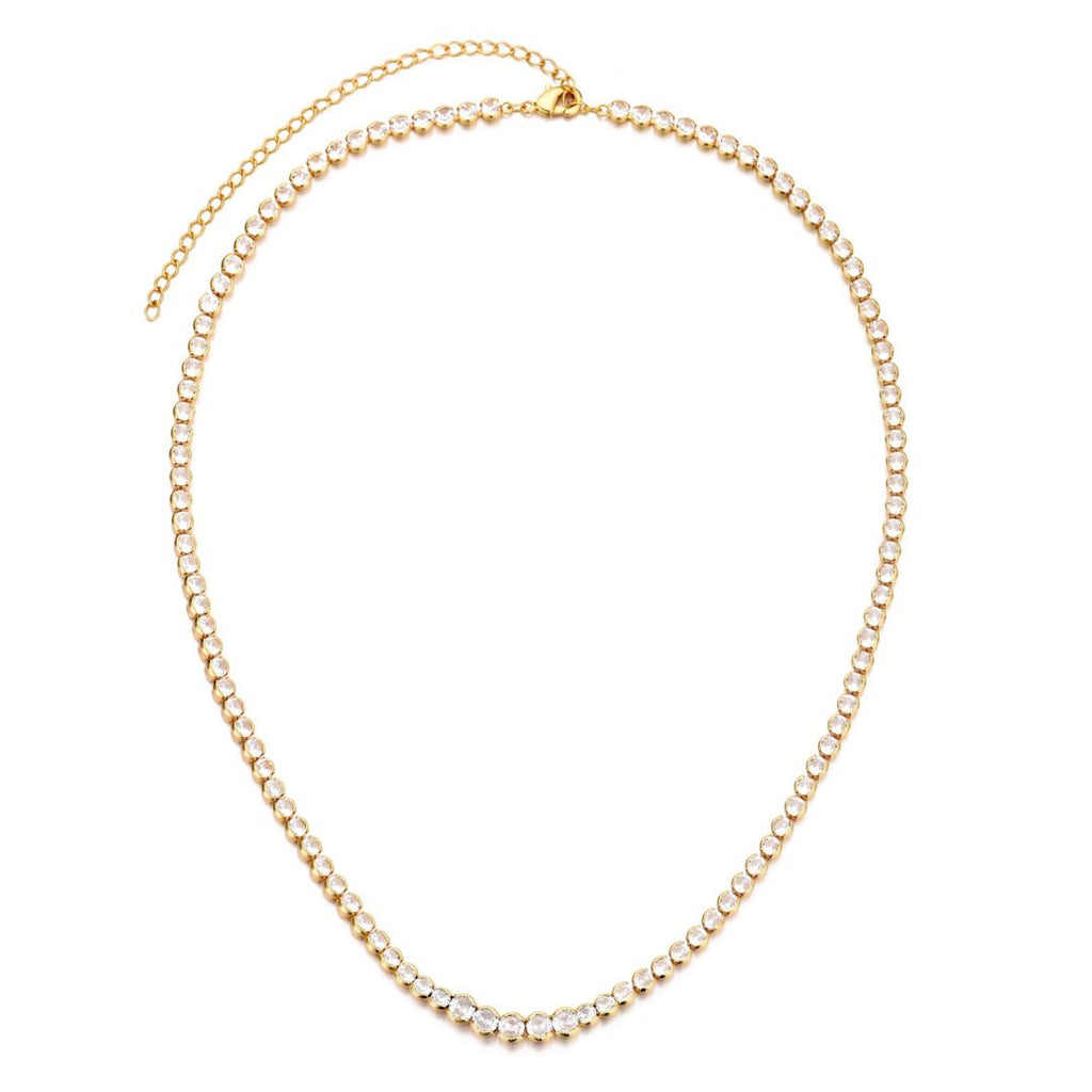 Bezeled Crystal Tennis Necklace