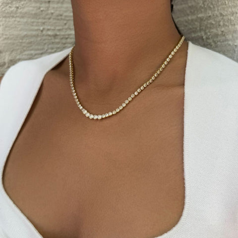 Bezeled Crystal Tennis Necklace