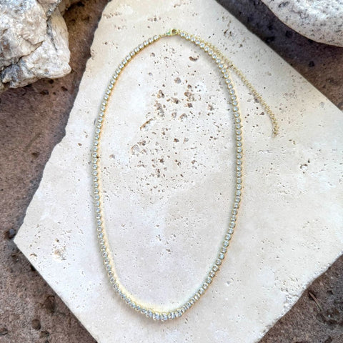 Bezeled Crystal Tennis Necklace