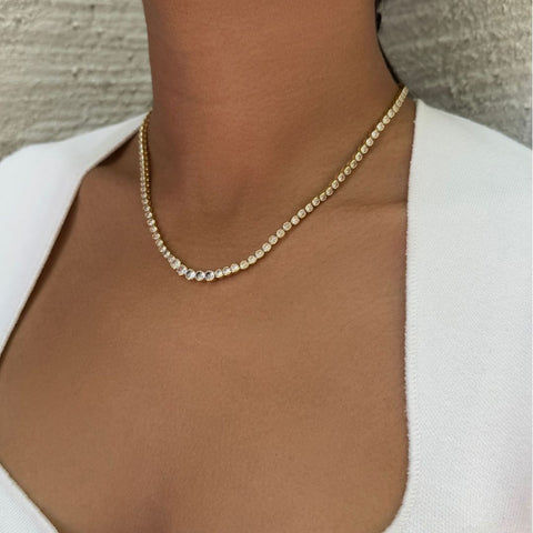 Bezeled Crystal Tennis Necklace