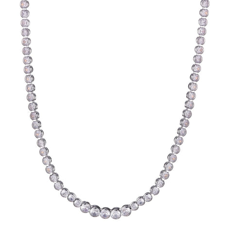 Bezeled Crystal Tennis Necklace