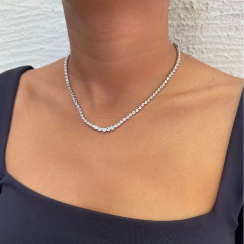Bezeled Crystal Tennis Necklace