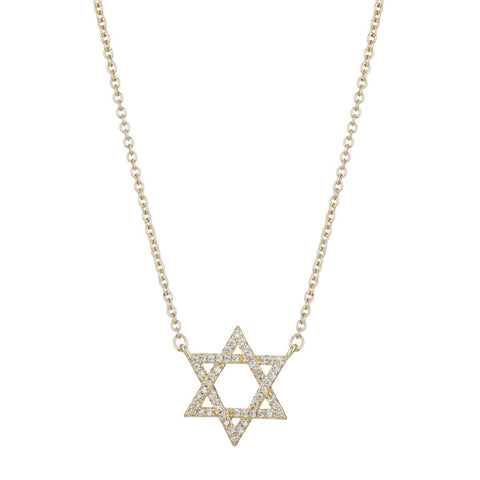 14k Gold Plated CZ Star of David Necklace