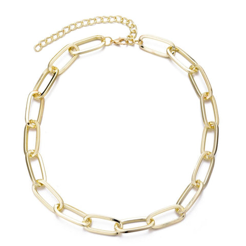 Gold Plated Chunky Paperclip Necklace