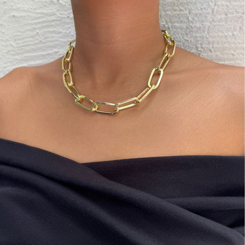 Gold Plated Chunky Paperclip Necklace