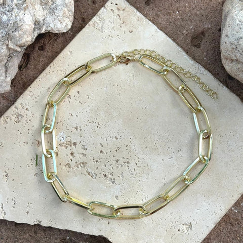 Gold Plated Chunky Paperclip Necklace