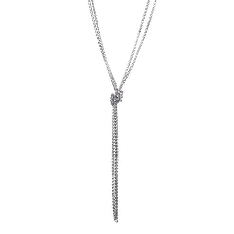 Silver Crystal 32" Tennis Knotted Lariat