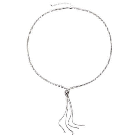 Silver Crystal 32" Tennis Knotted Lariat