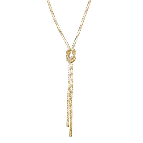 Gold Plated 30" Knotted Box Chain Lariat