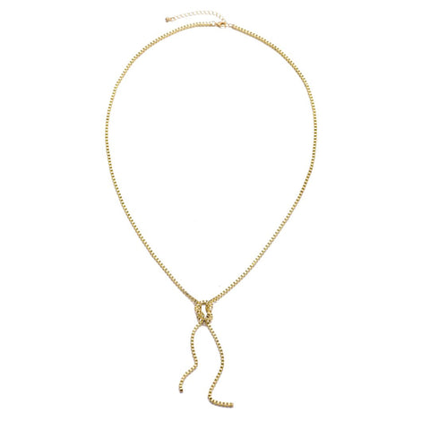 Gold Plated 30" Knotted Box Chain Lariat