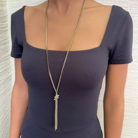 Gold Plated 30" Knotted Box Chain Lariat