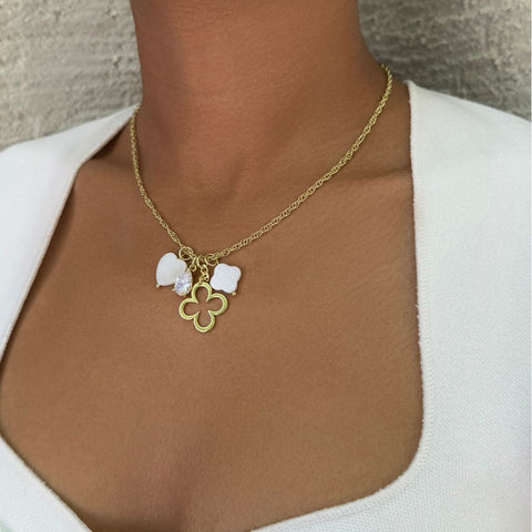14k Gold Plated Clover Charm Necklace
