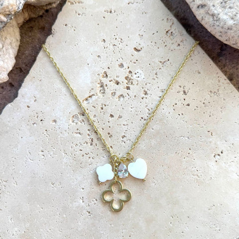 14k Gold Plated Clover Charm Necklace