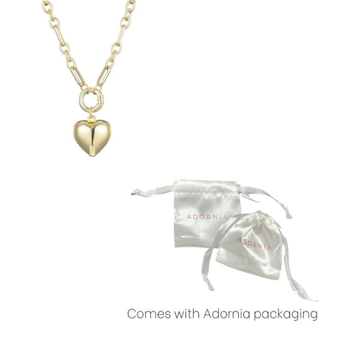 Gold Plated Puffy Heart Link Necklace