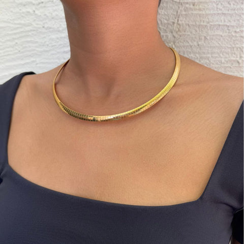 Tarnish Resistant 18k Gold Plated Omega Layering Chain Necklace