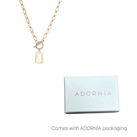 Tarnish Resistant 18k Gold Plated Mother of Pearl Toggle Necklace