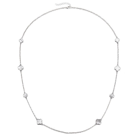 36" Mother of Pearl Flower Station Necklace