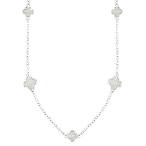 36" Mother of Pearl Flower Station Necklace