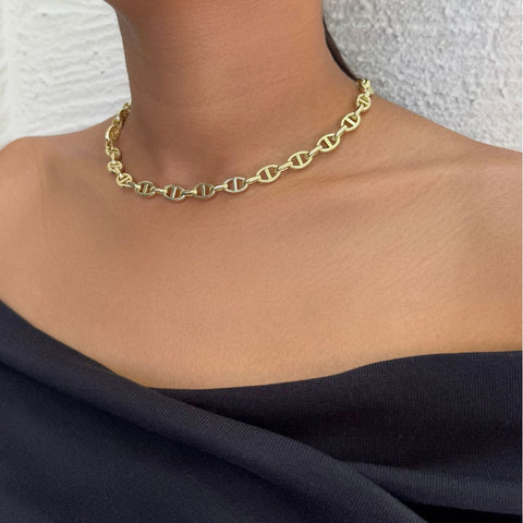 Gold Plated Mariner Link Chain Necklace