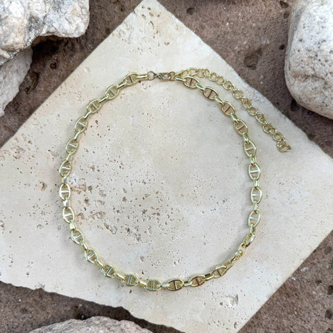 Gold Plated Mariner Link Chain Necklace