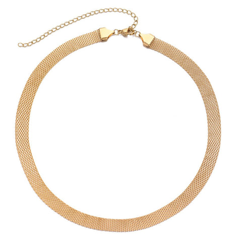 Tarnish Resistant 18k Gold Plated Mesh Chain Necklace