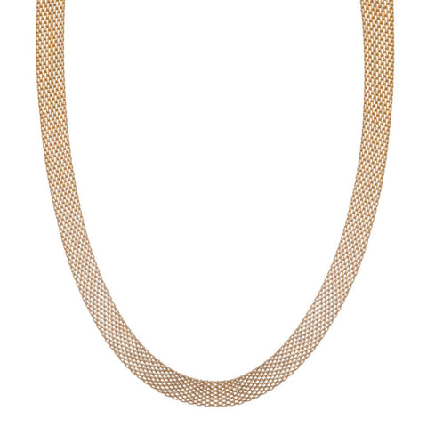 Tarnish Resistant 18k Gold Plated Mesh Chain Necklace
