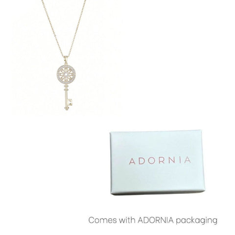 14k Gold Plated Ornate Key Pendant Necklace