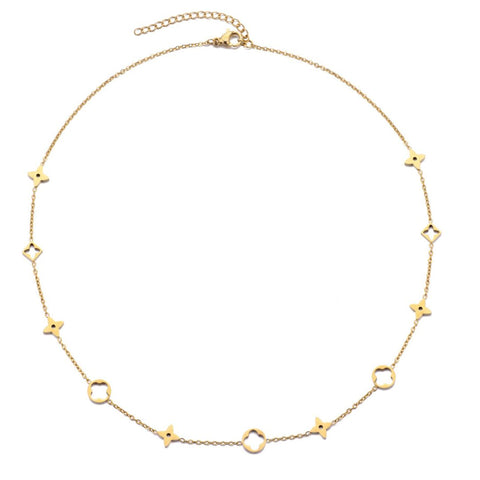 Tarnish Resistant 18k Gold Plated Mixed Clover Necklace