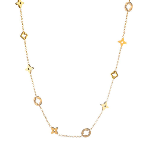 Tarnish Resistant 18k Gold Plated Mixed Clover Necklace