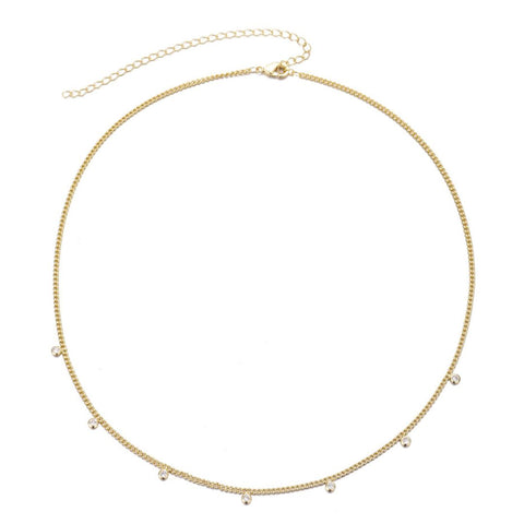 14k Gold CZ Plated Droplet Curb Chain Necklace