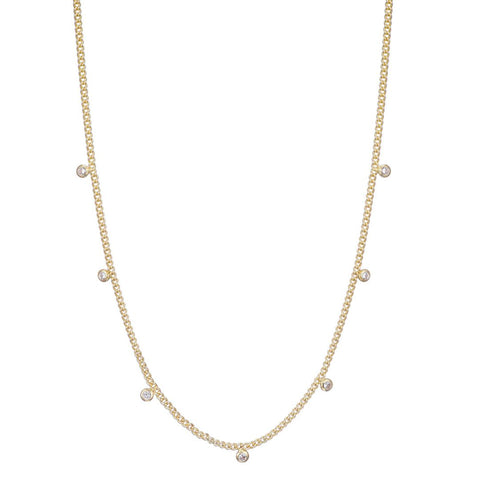 14k Gold CZ Plated Droplet Curb Chain Necklace