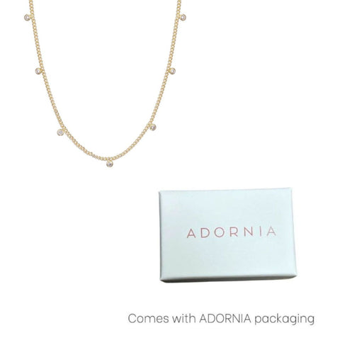 14k Gold CZ Plated Droplet Curb Chain Necklace